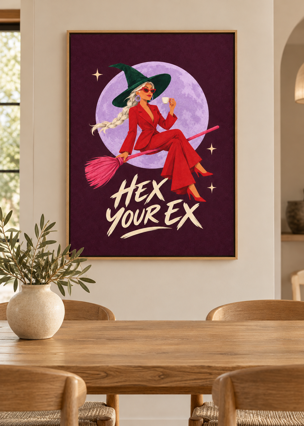 Hex Your Ex – Leinwand im hellen Eichen-Schattenfugenrahmen