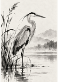 Reiher am Wasser – Hauptmotiv ohne Rahmen.