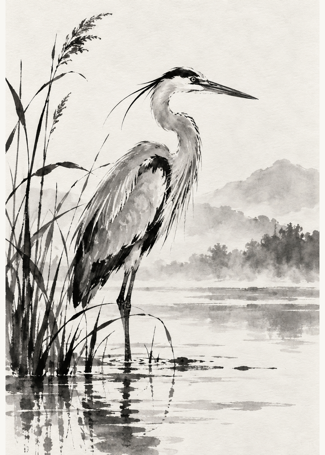 Reiher am Wasser – Hauptmotiv ohne Rahmen.