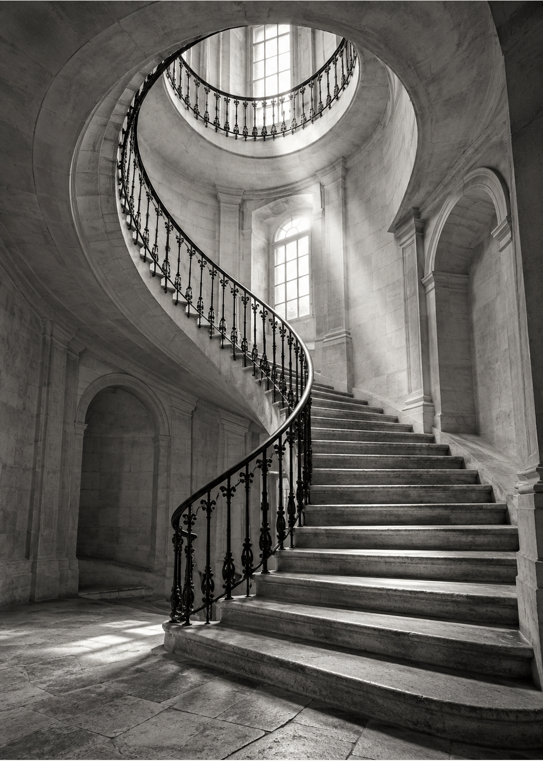 Geschwungene Steintreppe – Hauptmotiv.