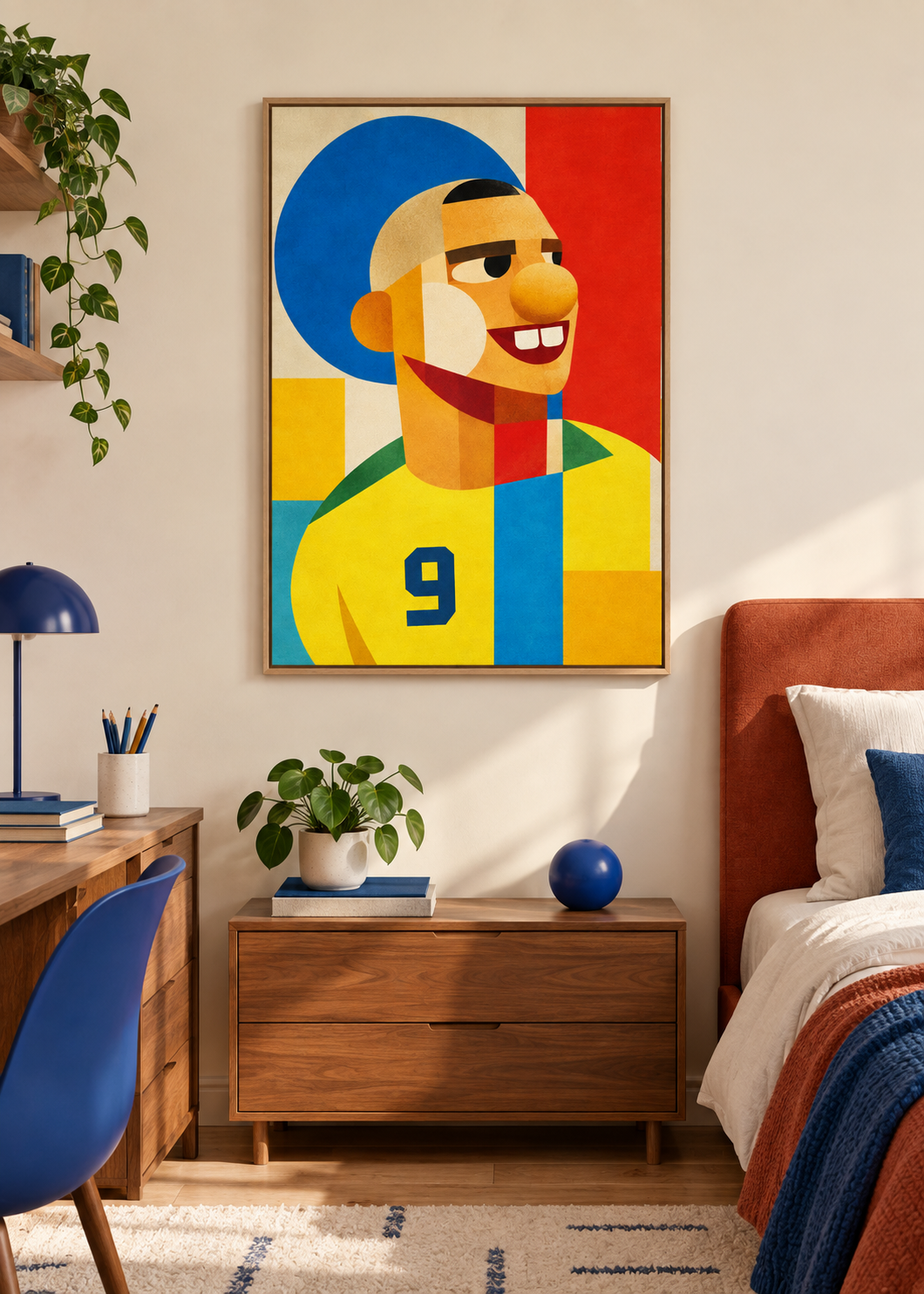 Ronaldo: Leinwand mit Naturholzrahmen im Kinder- oder Jugendzimmer