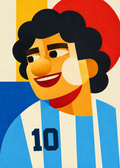 Maradona: farbenfrohes geometrisches Fußballporträt