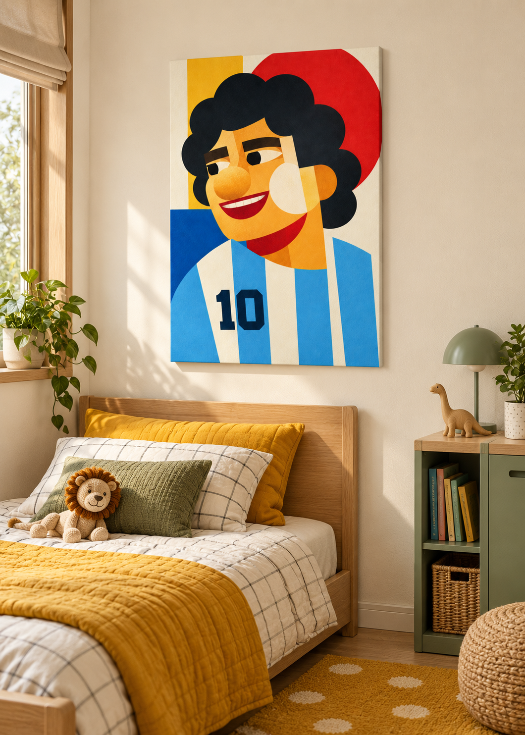 Maradona: Leinwand ohne Rahmen im Kinder- oder Jugendzimmer