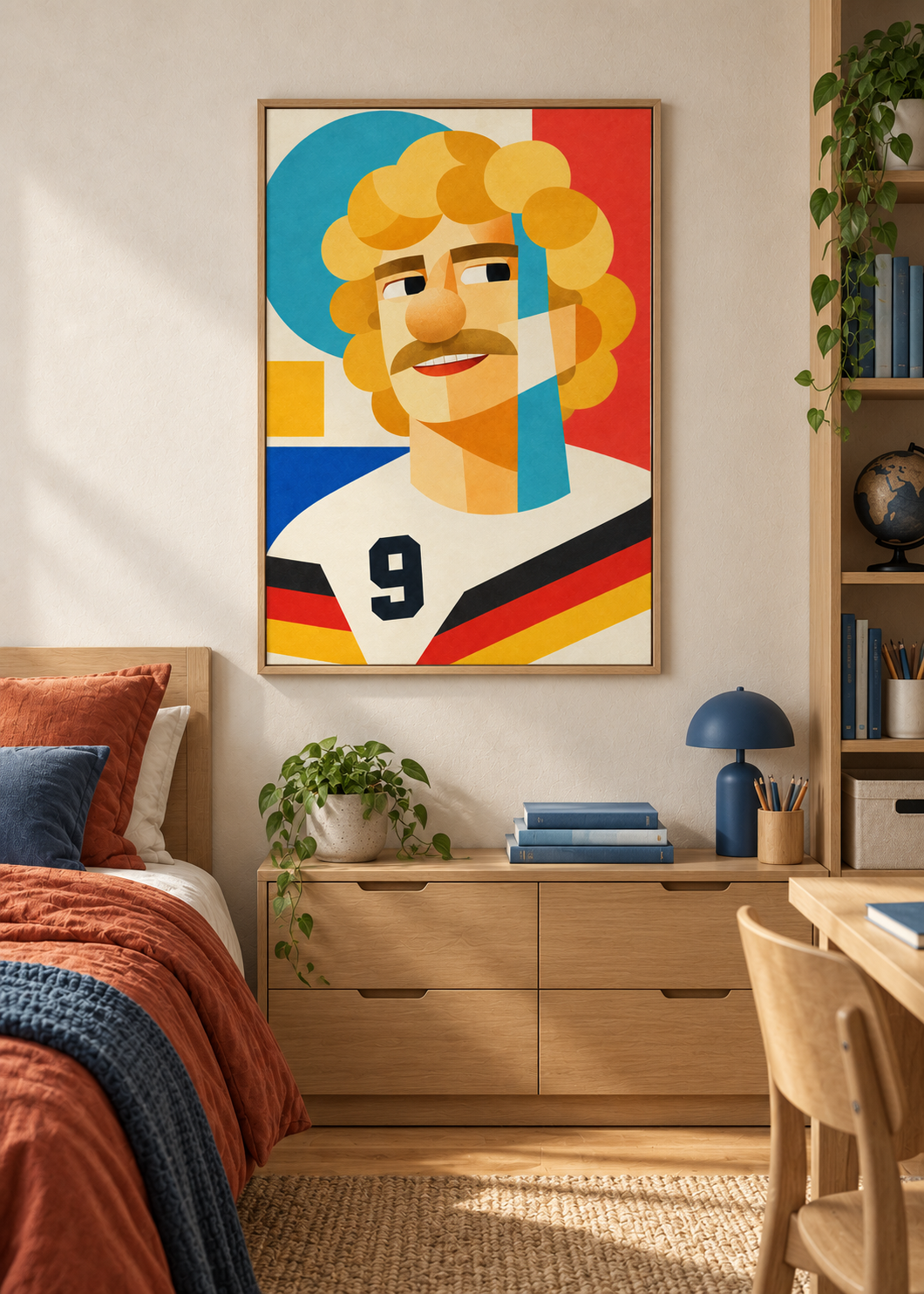 Rudi Völler: Leinwand mit Naturholzrahmen im Kinder- oder Jugendzimmer