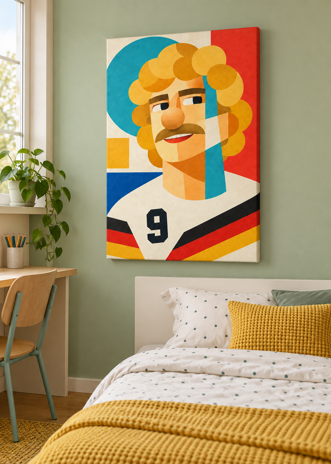 Rudi Völler: Leinwand ohne Rahmen im Kinder- oder Jugendzimmer