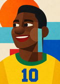 Pelé: farbenfrohes geometrisches Fußballporträt