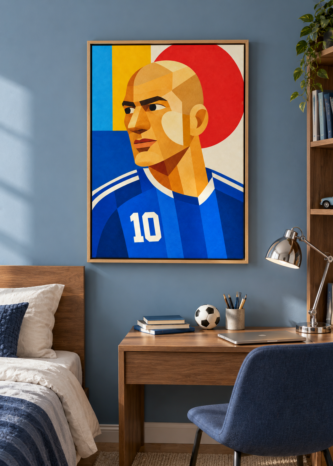 Zidane: Leinwand mit Naturholzrahmen im Kinder- oder Jugendzimmer