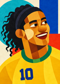 Ronaldinho: farbenfrohes geometrisches Fußballporträt