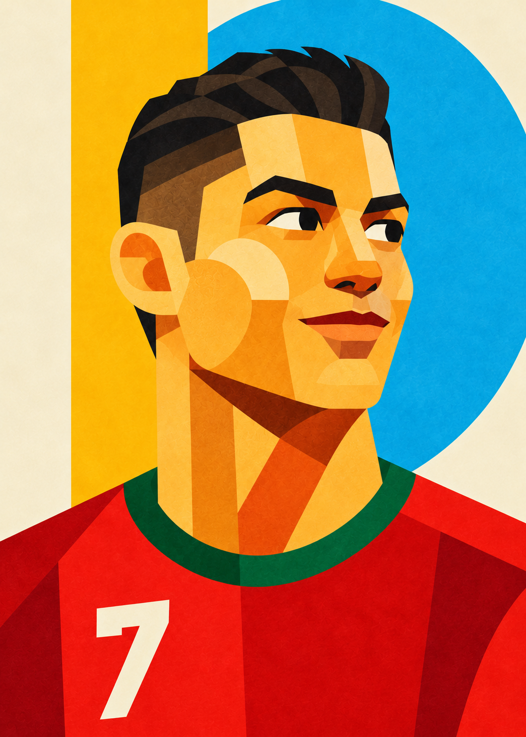Cristiano Ronaldo: farbenfrohes geometrisches Fußballporträt