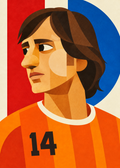 Johan Cruyff: farbenfrohes geometrisches Fußballporträt