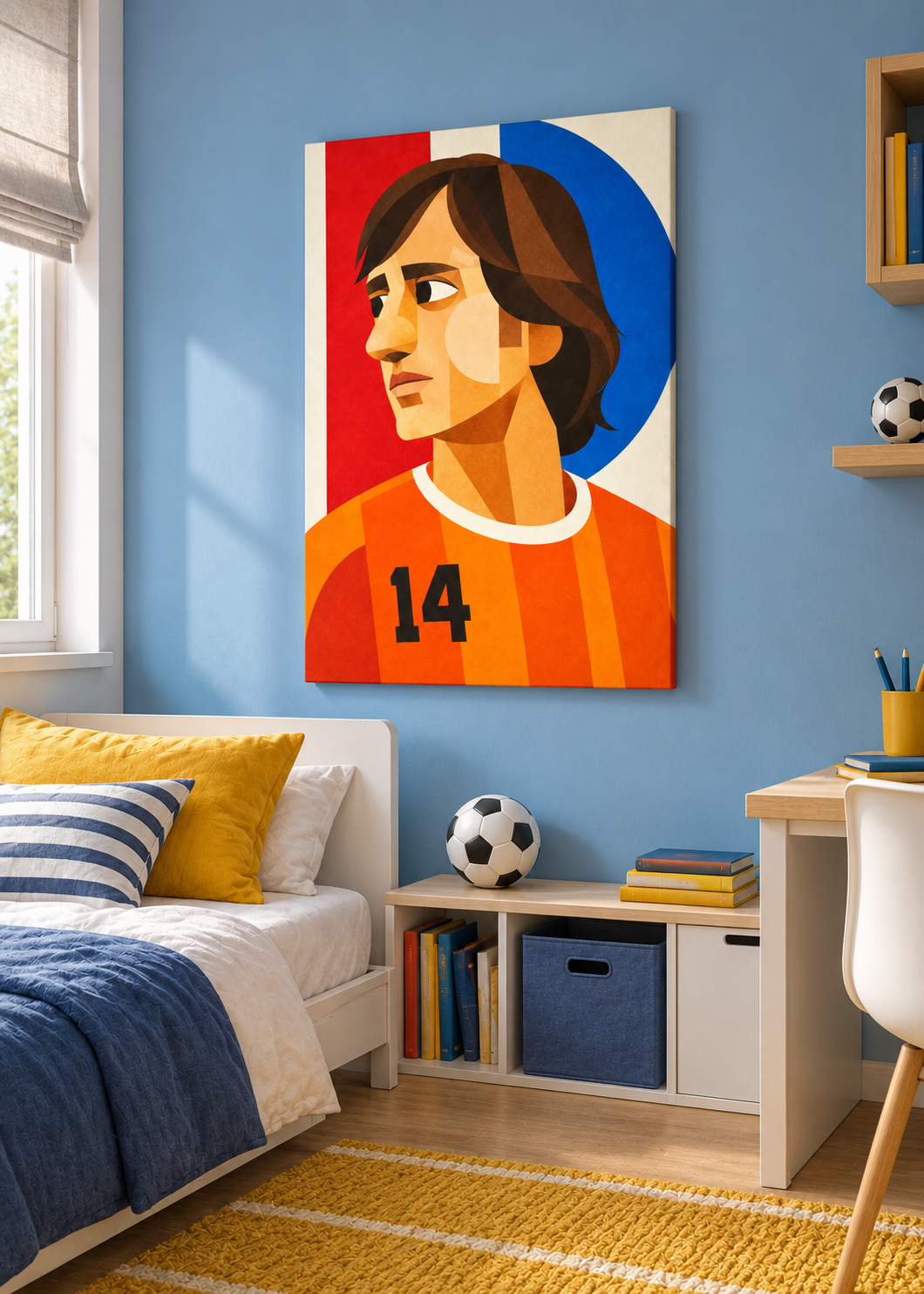 Johan Cruyff: Leinwand ohne Rahmen im Kinder- oder Jugendzimmer