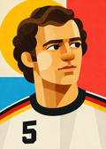 Franz Beckenbauer: farbenfrohes geometrisches Fußballporträt