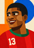 Eusébio: farbenfrohes geometrisches Fußballporträt