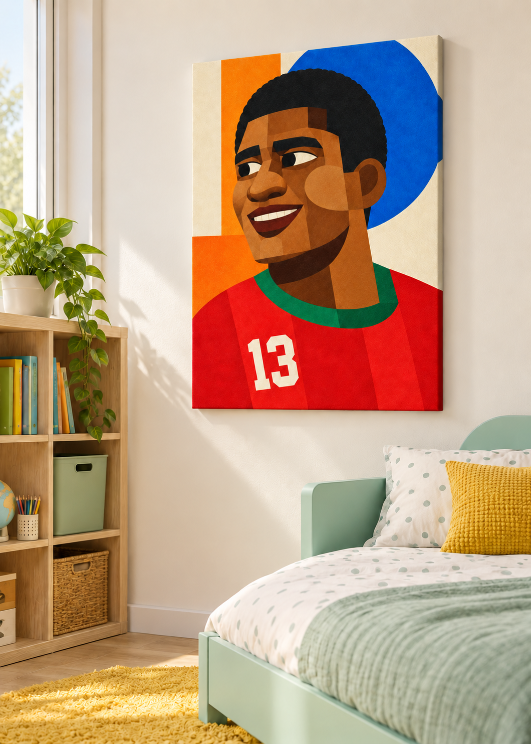 Eusébio: Leinwand ohne Rahmen im Kinder- oder Jugendzimmer