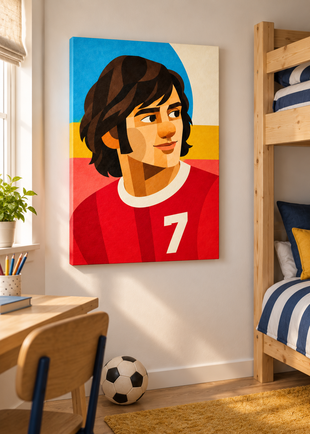 George Best: Leinwand ohne Rahmen im Kinder- oder Jugendzimmer