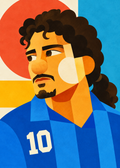 Roberto Baggio: farbenfrohes geometrisches Fußballporträt