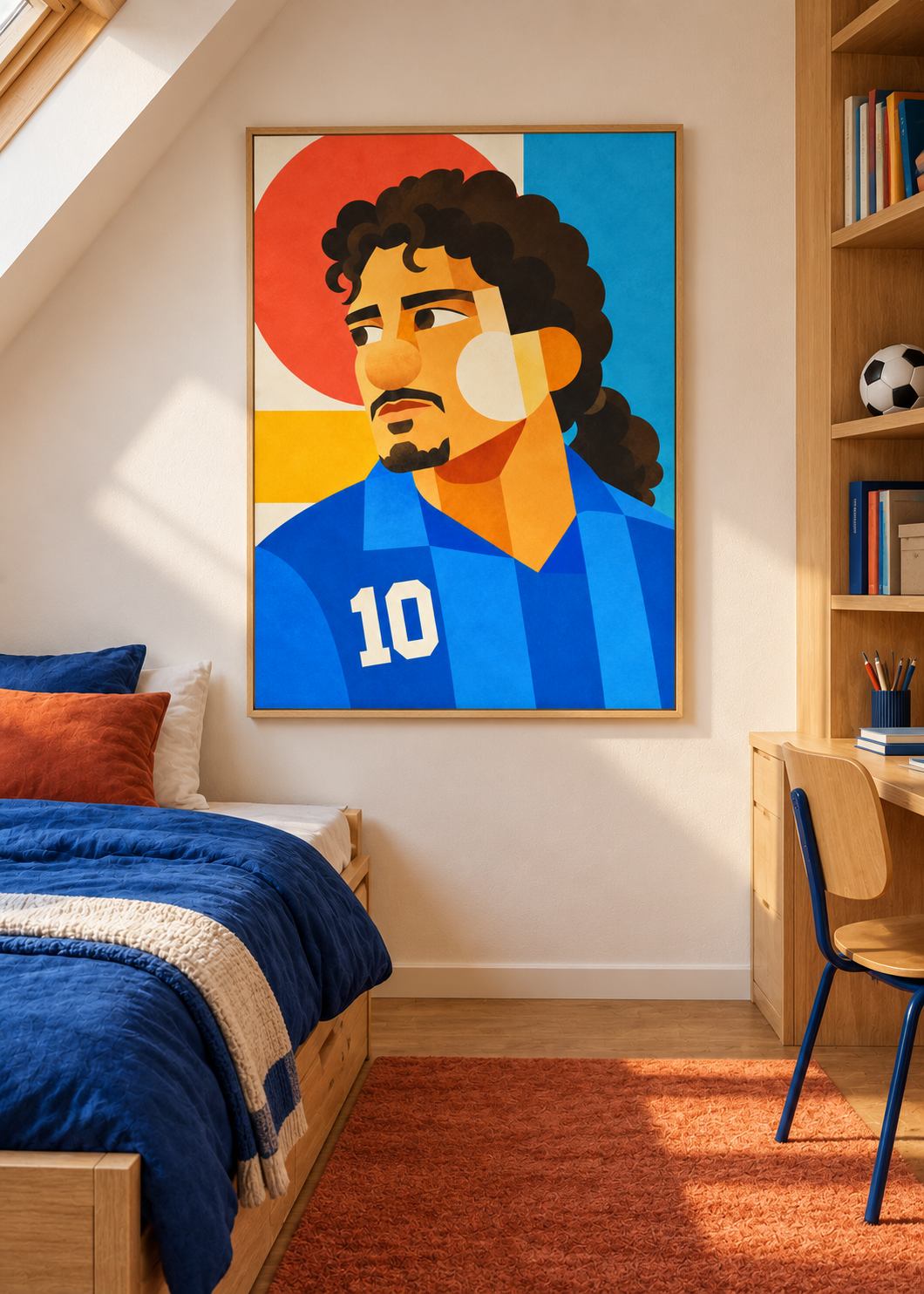 Roberto Baggio: Leinwand mit Naturholzrahmen im Kinder- oder Jugendzimmer