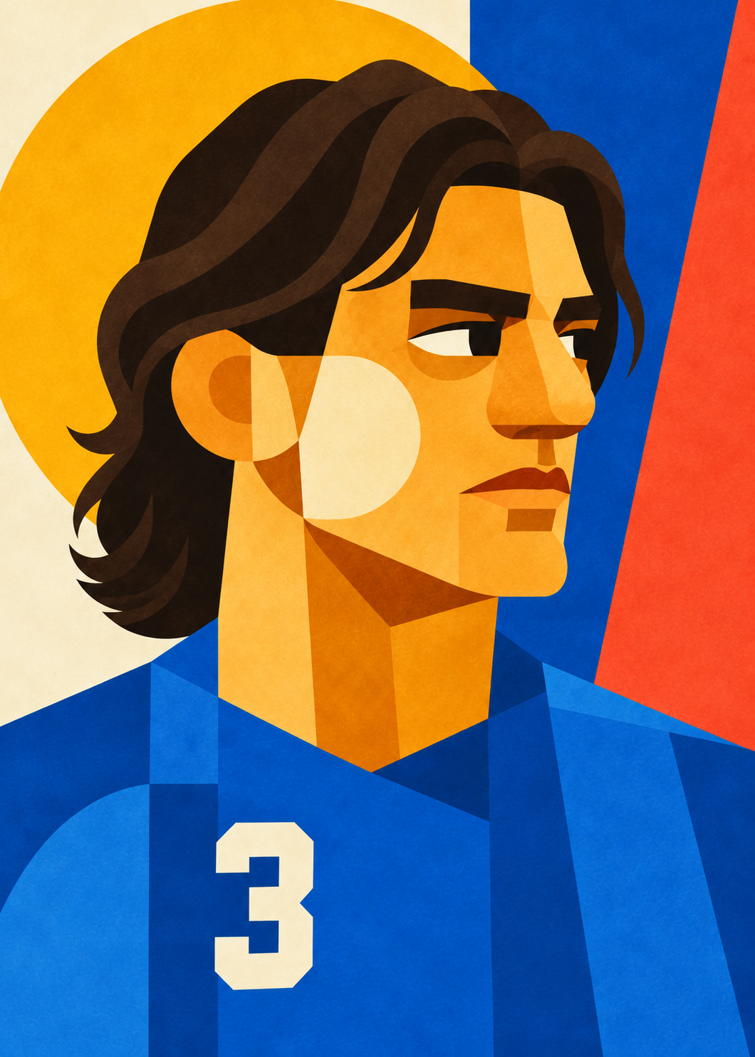 Paolo Maldini: farbenfrohes geometrisches Fußballporträt