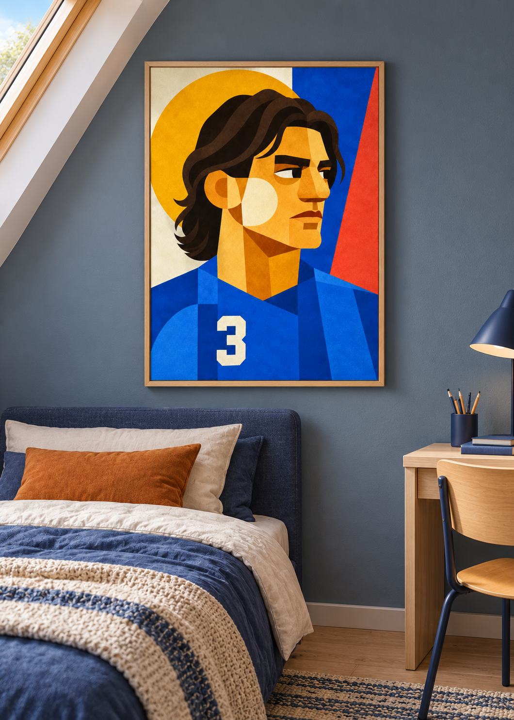 Paolo Maldini: Leinwand mit Naturholzrahmen im Kinder- oder Jugendzimmer