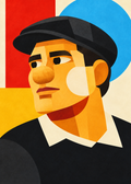 Lev Yashin: farbenfrohes geometrisches Fußballporträt
