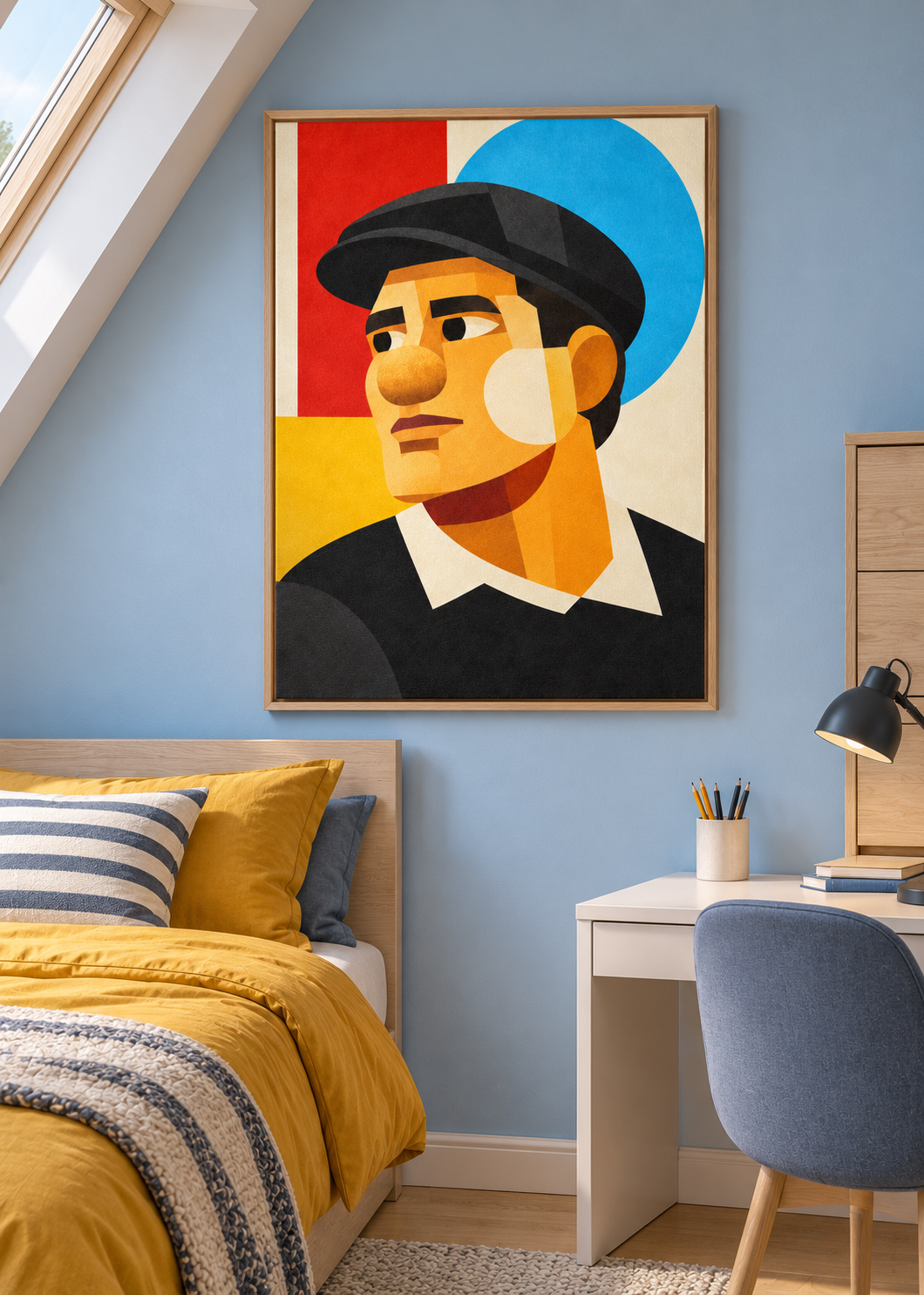 Lev Yashin: Leinwand mit Naturholzrahmen im Kinder- oder Jugendzimmer