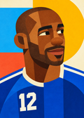 Thierry Henry: farbenfrohes geometrisches Fußballporträt