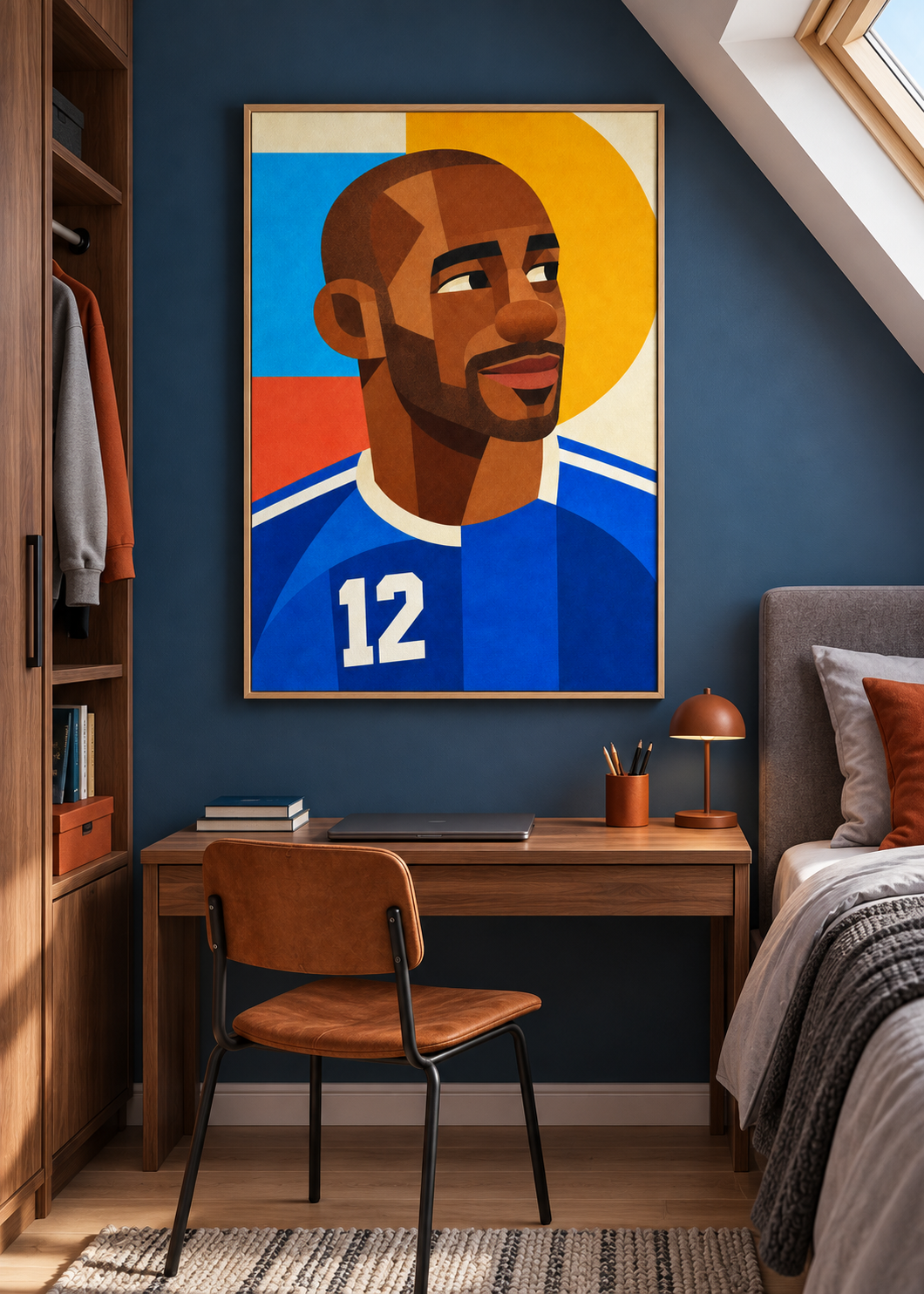 Thierry Henry: Leinwand mit Naturholzrahmen im Kinder- oder Jugendzimmer
