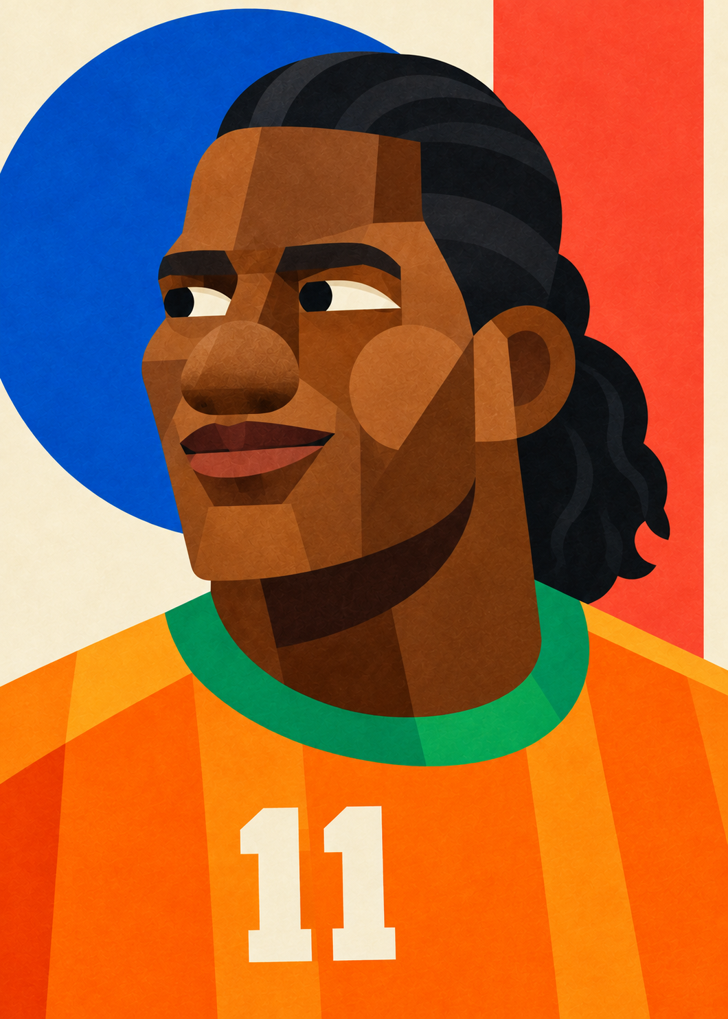 Didier Drogba: farbenfrohes geometrisches Fußballporträt
