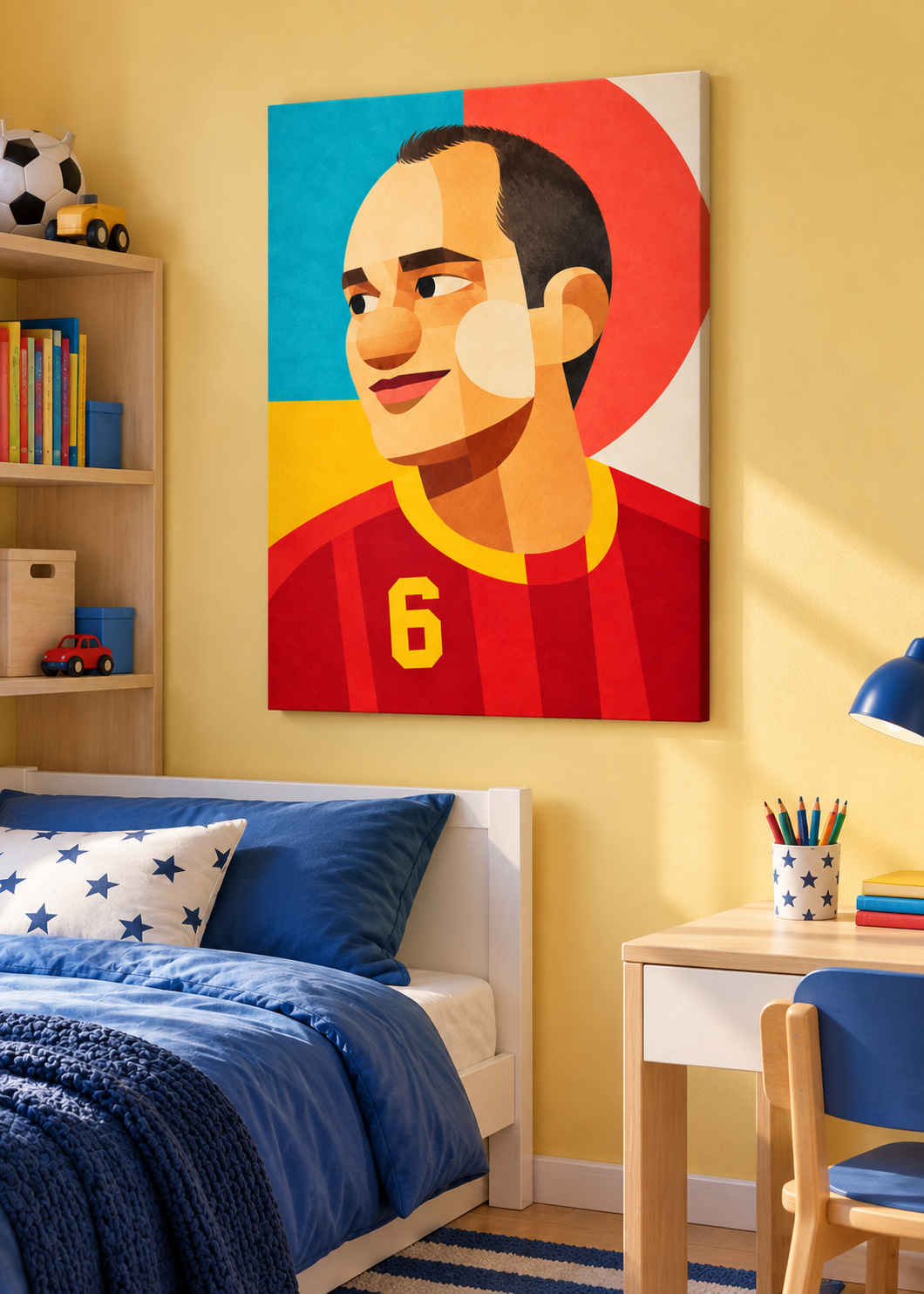 Andrés Iniesta: Leinwand ohne Rahmen im Kinder- oder Jugendzimmer