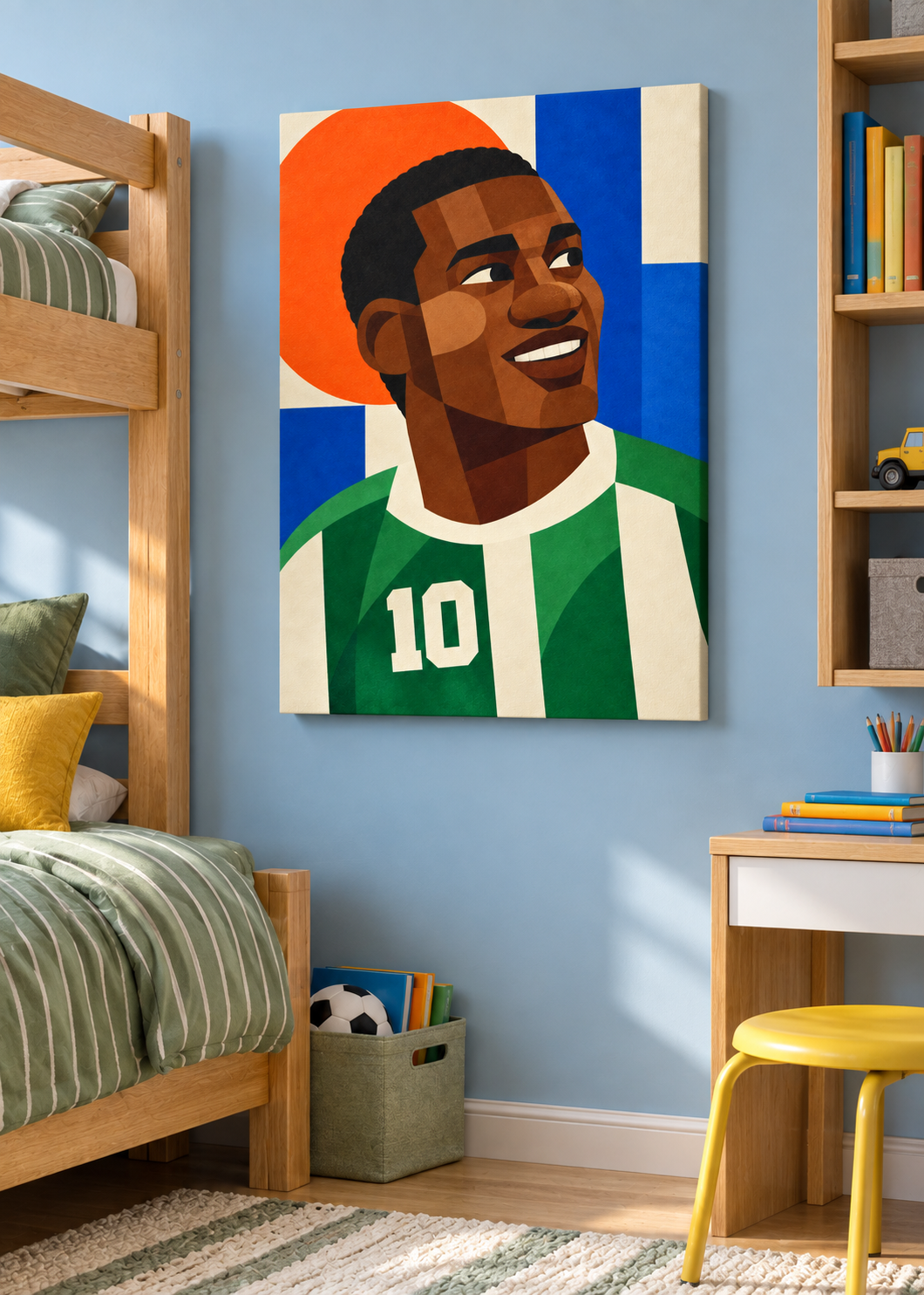 Jay-Jay Okocha: Leinwand ohne Rahmen im Kinder- oder Jugendzimmer