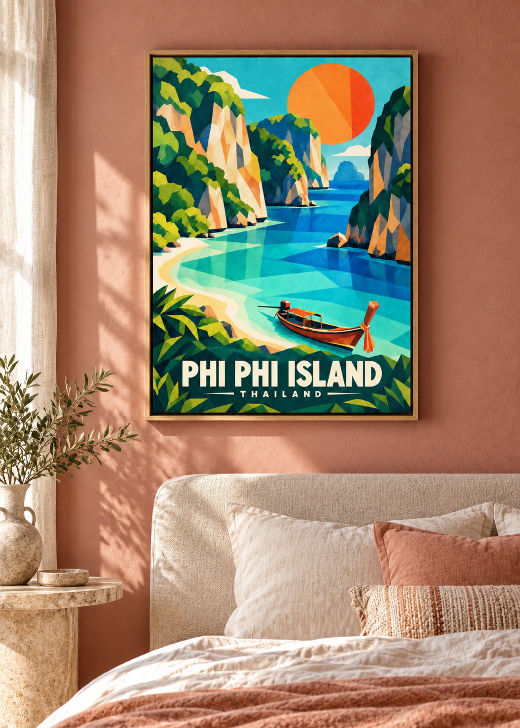 Phi Phi Islands – Mockup als Leinwand im Naturholzrahmen