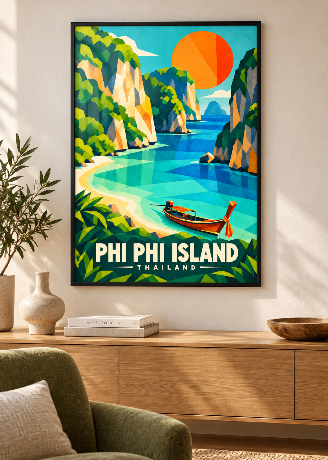 Phi Phi Islands – Mockup im schwarzen Rahmen mit Acrylglas