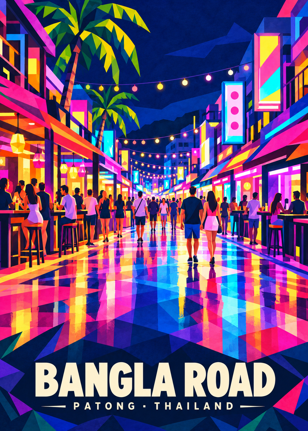 Bangla Road Patong – Hauptbild – geometrische Thailand-Illustration