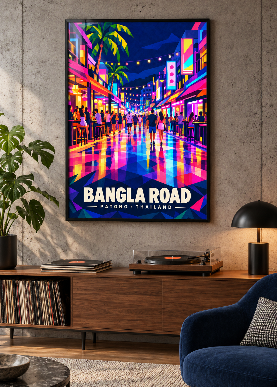 Bangla Road Patong – Mockup im schwarzen Rahmen mit Acrylglas