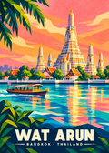 Wat Arun Bangkok – Hauptbild – geometrische Thailand-Illustration