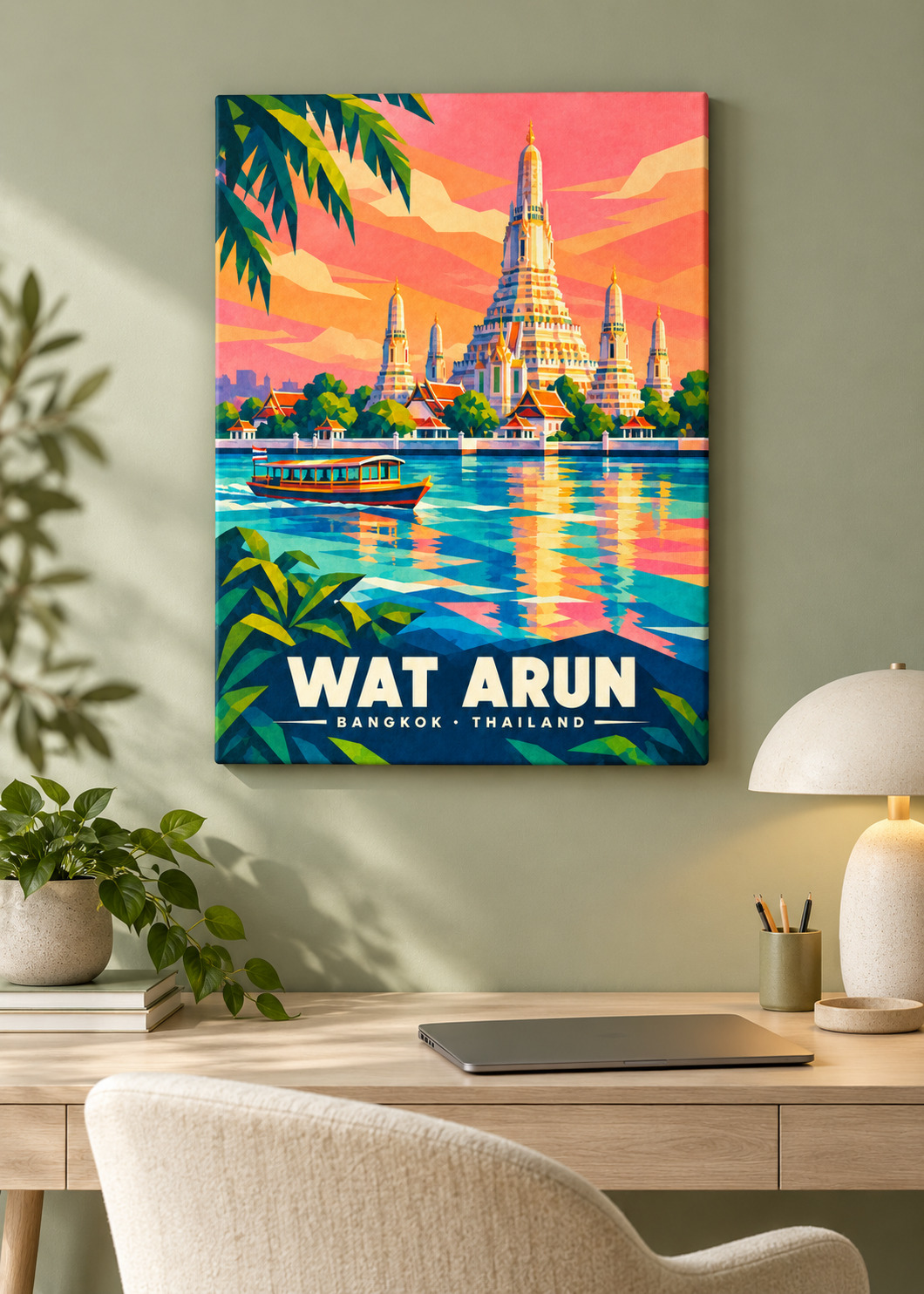 Wat Arun Bangkok – Mockup als rahmenlose Leinwand