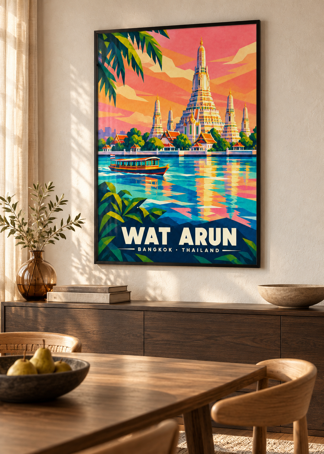 Wat Arun Bangkok – Mockup im schwarzen Rahmen mit Acrylglas