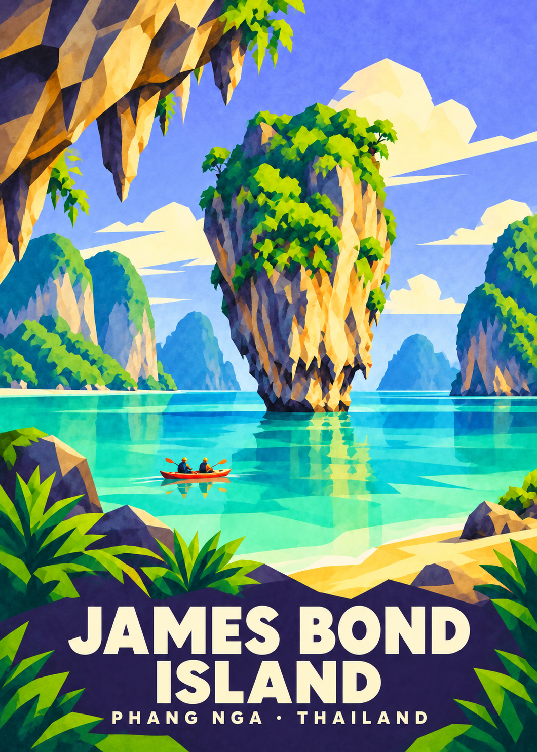 James Bond Island – Hauptbild – geometrische Thailand-Illustration