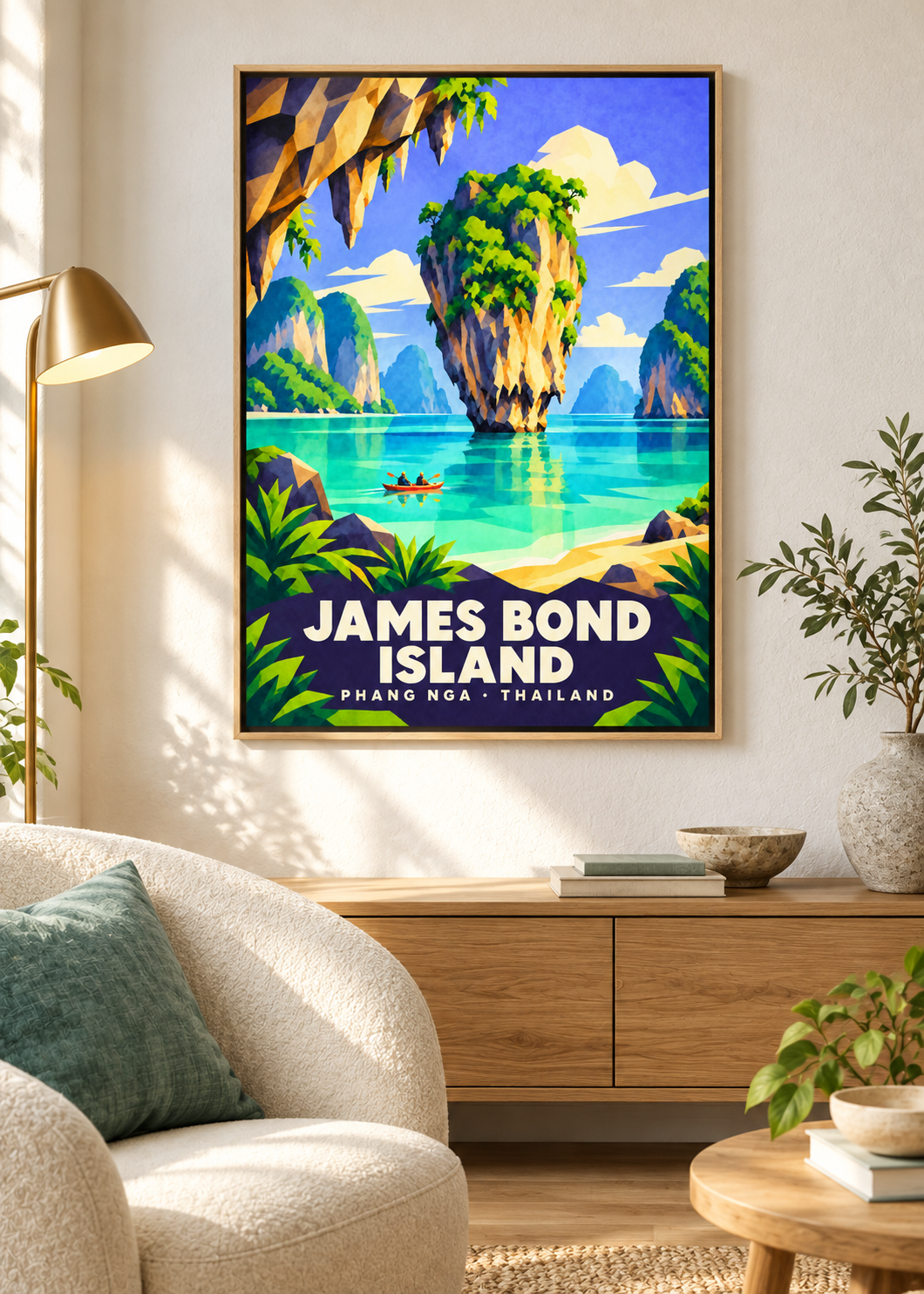James Bond Island – Mockup als Leinwand im Naturholzrahmen