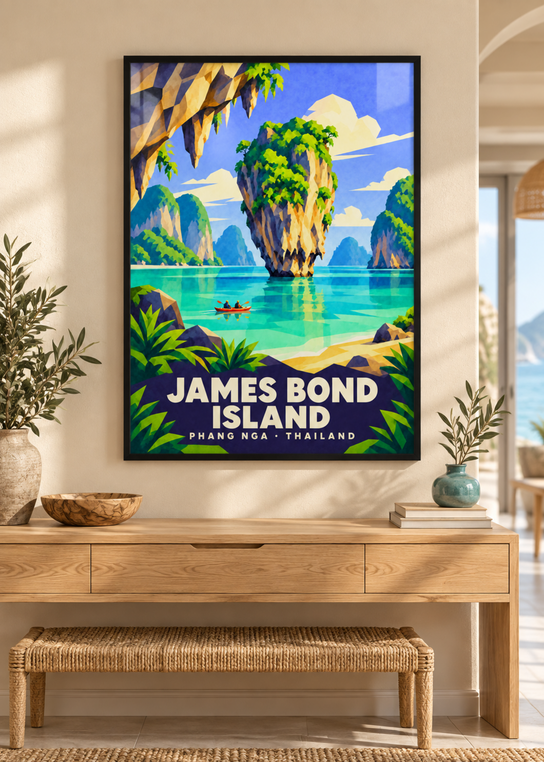 James Bond Island – Mockup im schwarzen Rahmen mit Acrylglas