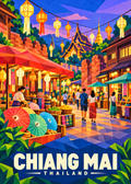 Chiang Mai – Hauptbild – geometrische Thailand-Illustration