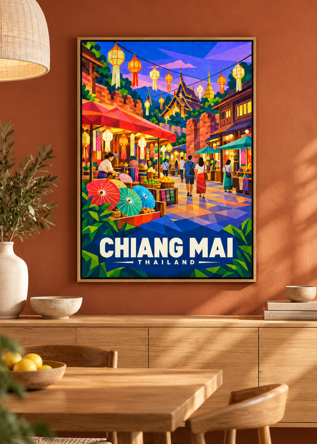 Chiang Mai – Mockup als Leinwand im Naturholzrahmen