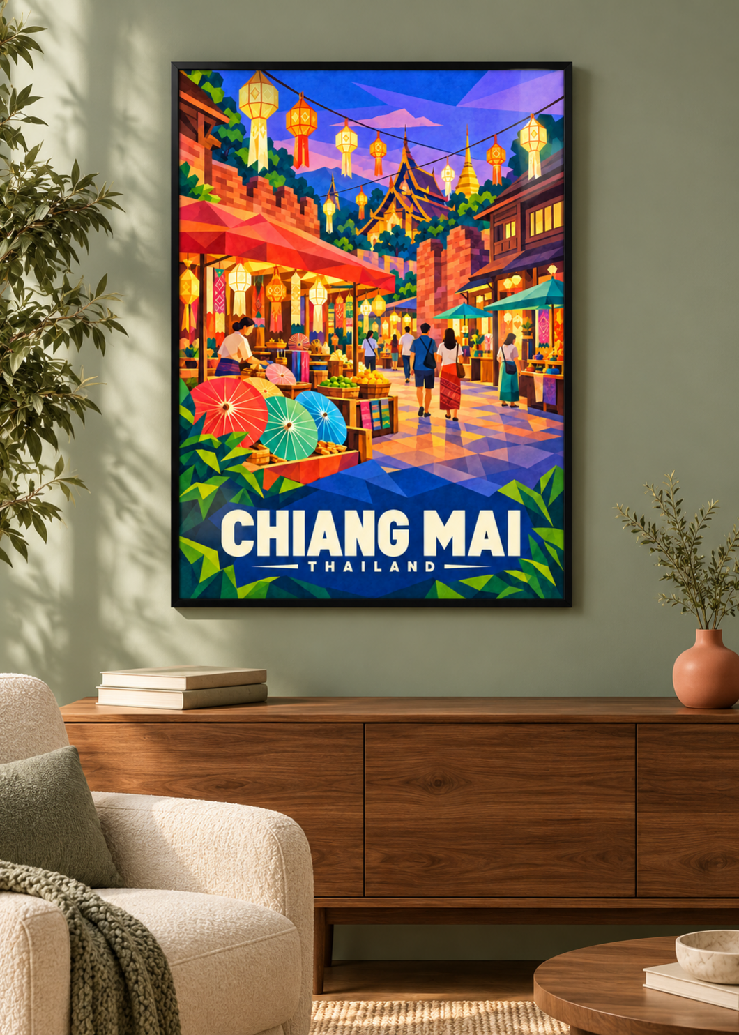 Chiang Mai – Mockup im schwarzen Rahmen mit Acrylglas