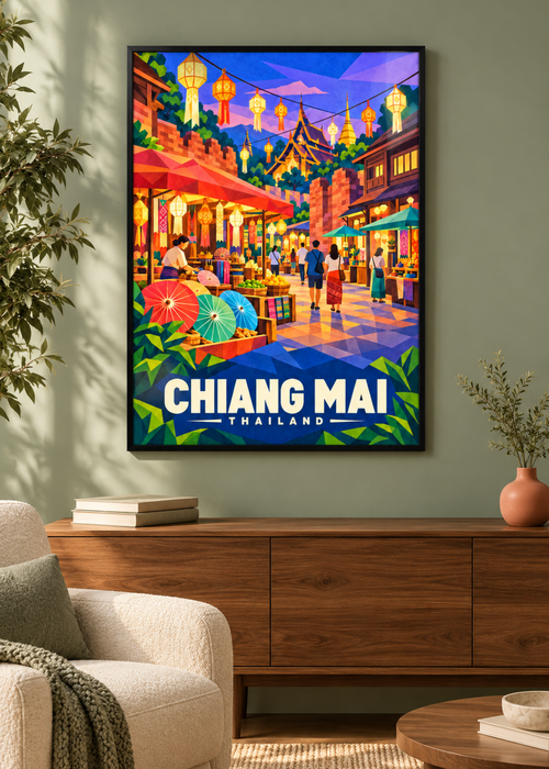Chiang Mai – Mockup im schwarzen Rahmen mit Acrylglas