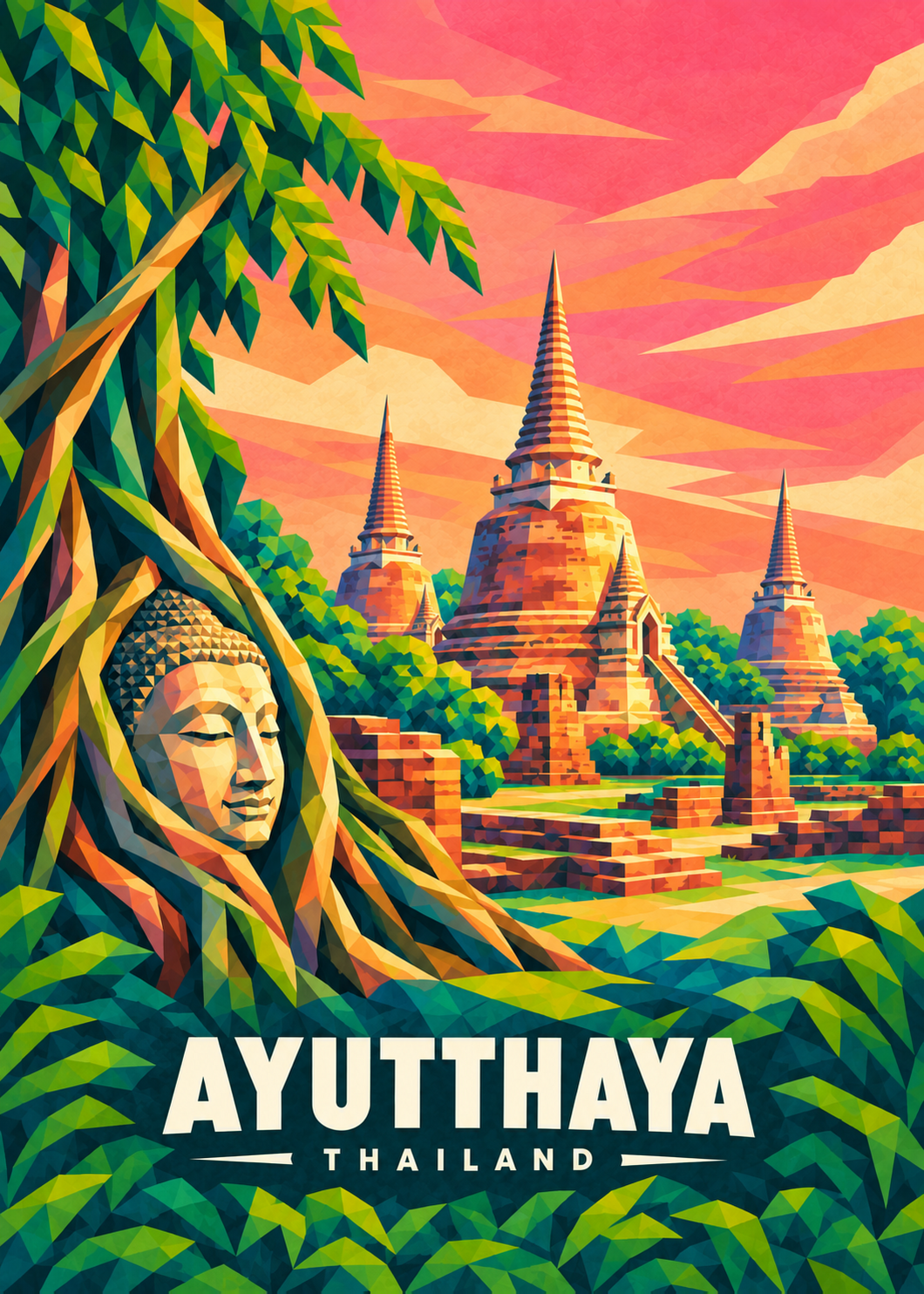 Ayutthaya – geometrische Ortsillustration aus Thailand