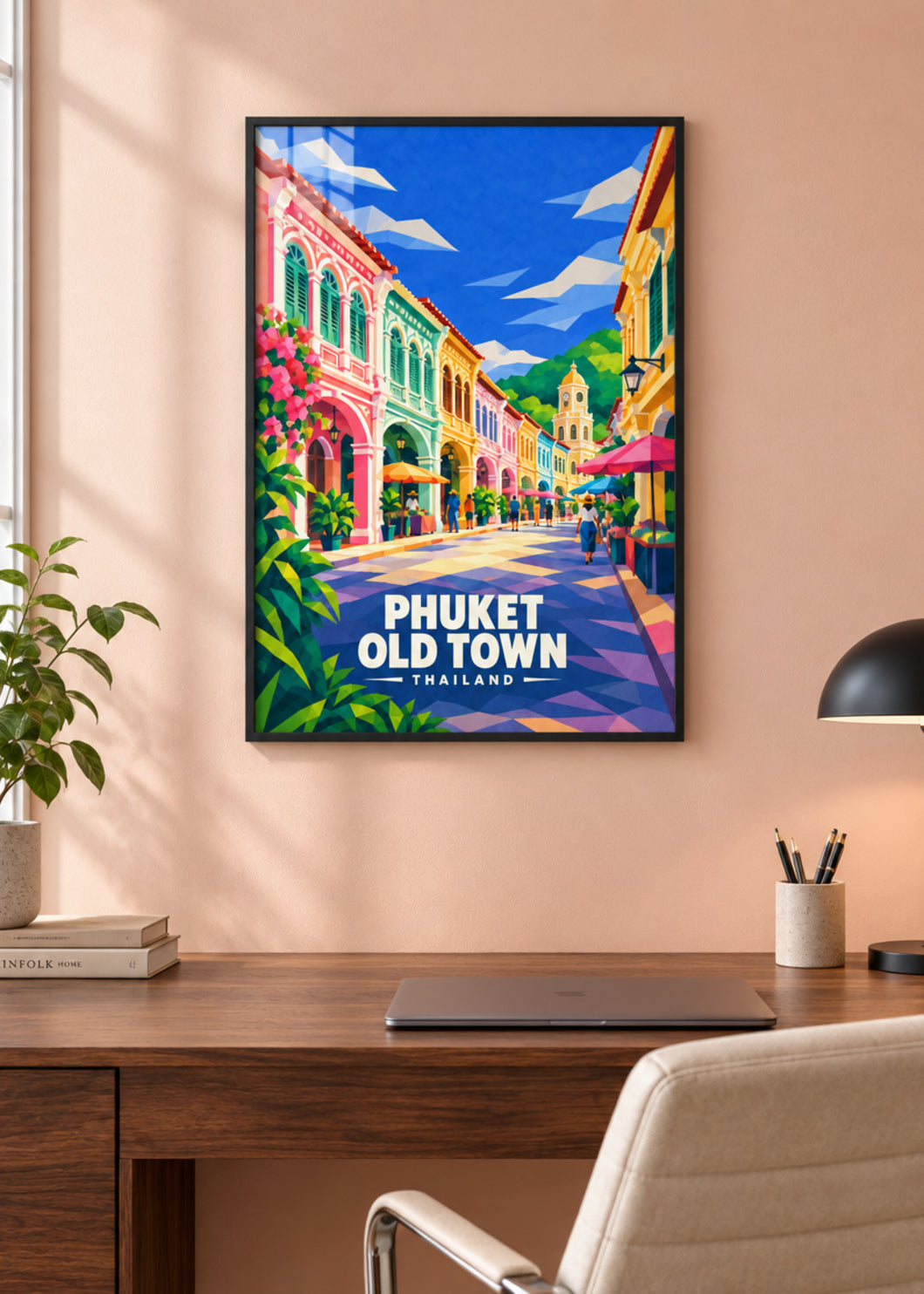 Phuket Old Town – schwarzer Rahmen mit Acrylglas