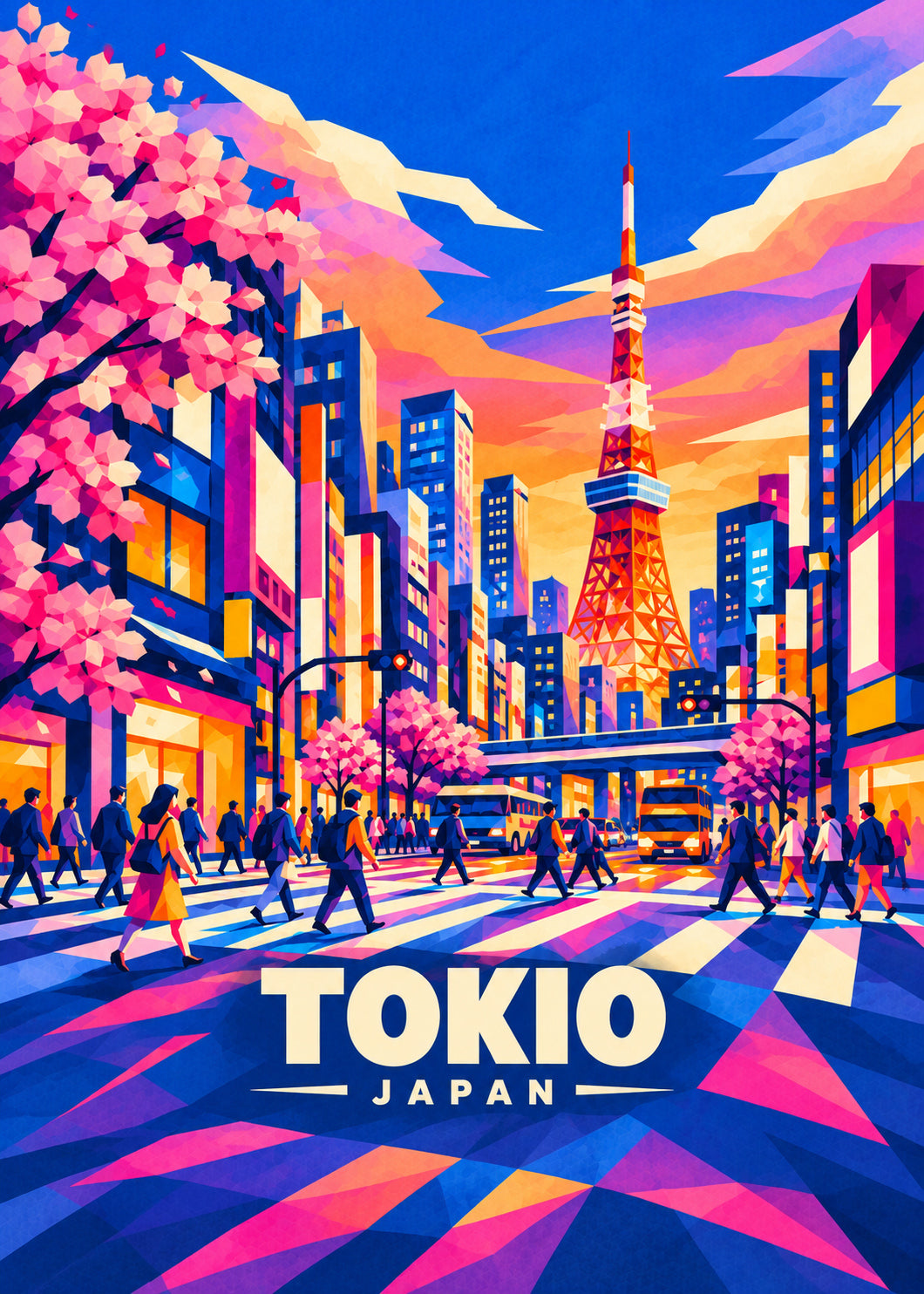 Tokio, Japan – geometrische Reiseillustration