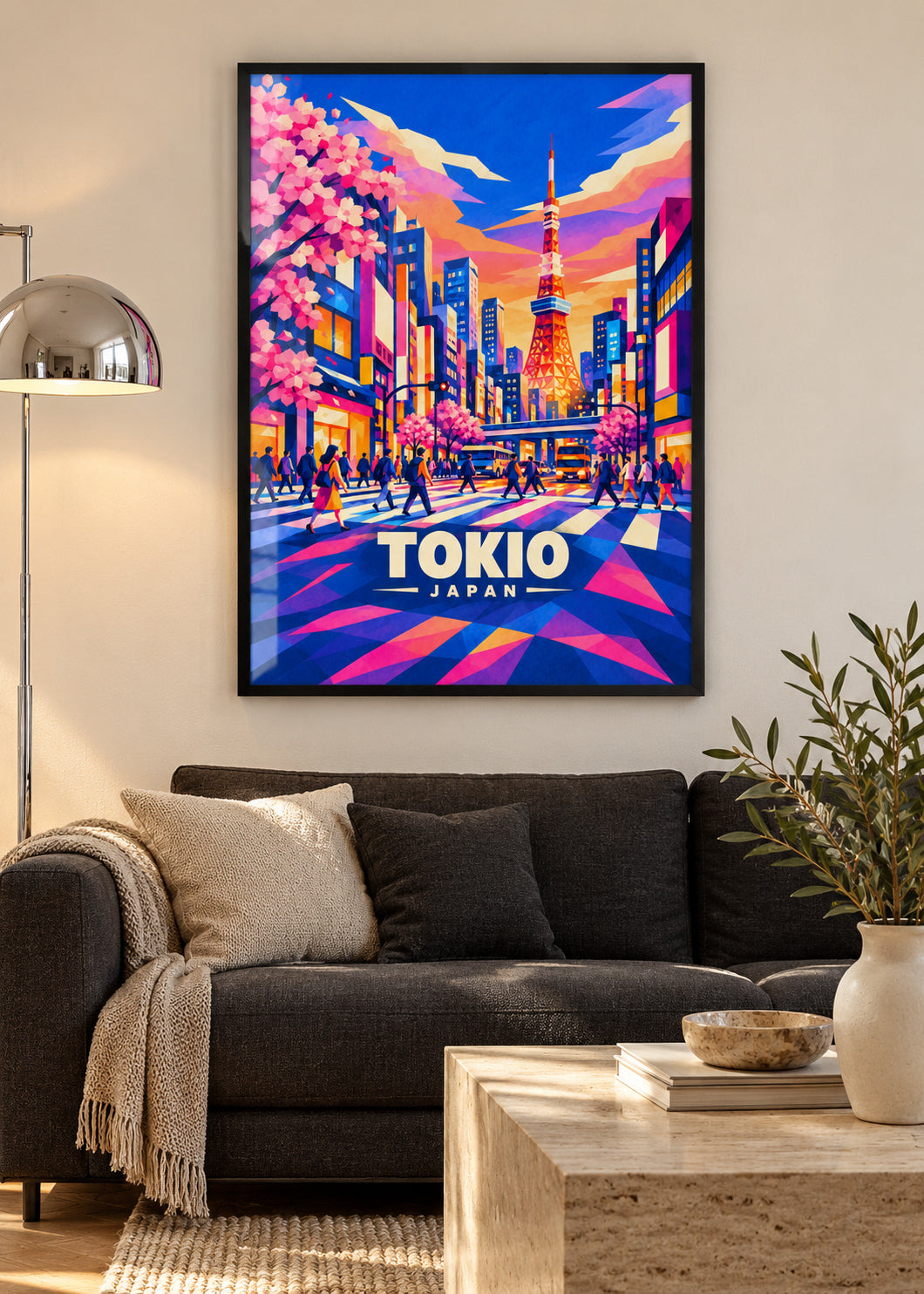 Tokio, Japan – Mockup im schwarzen Rahmen mit Acrylglas