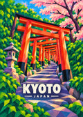 Kyoto, Japan – geometrische Reiseillustration