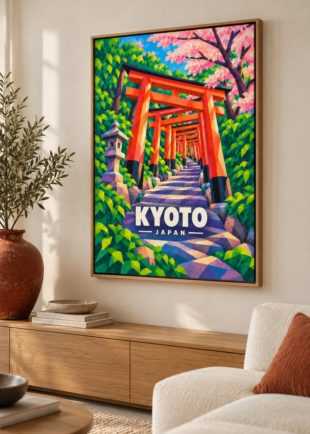 Kyoto, Japan – Mockup als Leinwand im Naturholzrahmen